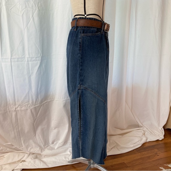 Paris Blues Vintage Denim Midi Skirt Side Slits - Picture 9 of 10